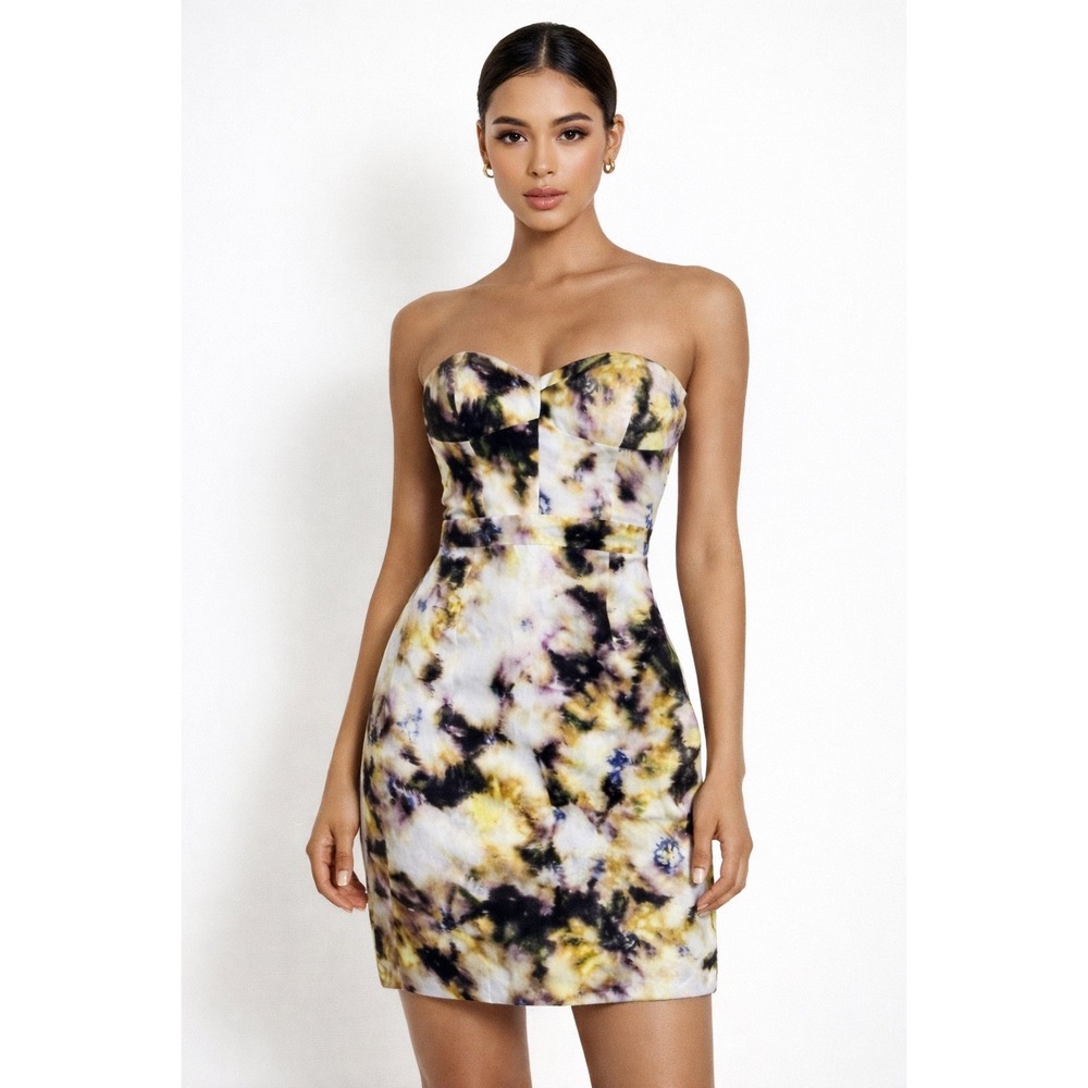 J.Crew Womens Fleurette Bustier Watercolor Mini Silk Dress Size 2 Coquette